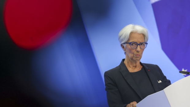 Christine Lagarde, president of the European Central Bank (ECB), during a news conference in Frankfurt, Germany, on Thursday, July 21, 2022. The ECB raised its key interest rate by 50 basis points, the first increase in 11 years and the biggest since 2000 as it confronts surging inflation even as recession risks mount.