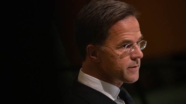 Mark Rutte, Netherlands prime minister, speaks during the United Nations General Assembly (UNGA) in New York, US, on Friday, Sept. 23, 2022. Russia's Foreign Minister Sergei Lavrov walked out of a UN Security Council meeting where the US and its allies were criticizing President Vladimir Putin's government over the invasion of Ukraine, in a stark demonstration of the divisions opened up by the war.