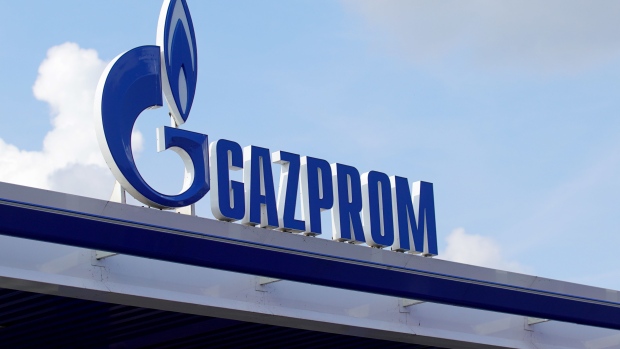 Signage for Gazprom PJSC at a gas station operated by Naftna Industrija Srbije AD (NIS), in Novi Sad, Serbia, on Monday, Aug. 29, 2022. Gazprom PJSC plans to halt supplies on the Nord Stream pipeline to Germany from Aug. 31 for three days of planned maintenance. Photographer: Oliver Bunic/Bloomberg