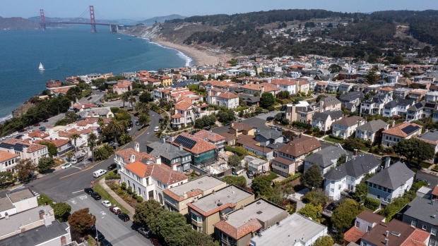 Residential homes in San Francisco, California, US, on Thursday, Sept. 8, 2022. San Francisco home prices tumbled last month as soaring interest rates and an exodus of tech workers battered demand in one of the most expensive US housing markets.