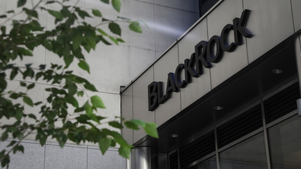 Signage is displayed at BlackRock Inc. headquarters in New York, U.S, on Wednesday, June 11, 2018. BlackRock Inc. is scheduled to release earnings figures on July 16.