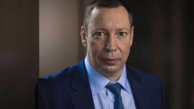 Kyrylo Shevchenko, governor of the National bank of Ukraine, following a Bloomberg Television interview in London, U.K., on Friday, Dec. 10, 2021. The central bank lifted its benchmark interest rate to 9% from 8.5% on Thursday -- as predicted by most economists surveyed by Bloomberg.