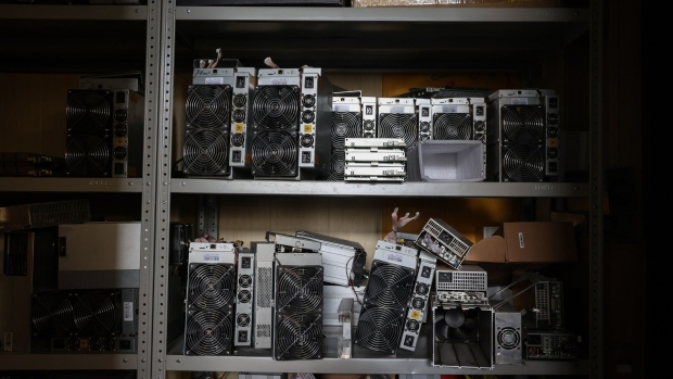 Mining rigs and power supply units awaiting repair inside the 3Logic mining equipment service center, in Moscow, Russia, on Wednesday, July 21, 2021. Bitcoin steadied as traders mulled the largest cryptocurrency’s next move following a rebound stoked by comments from Elon Musk, Jack Dorsey and Cathie Wood.