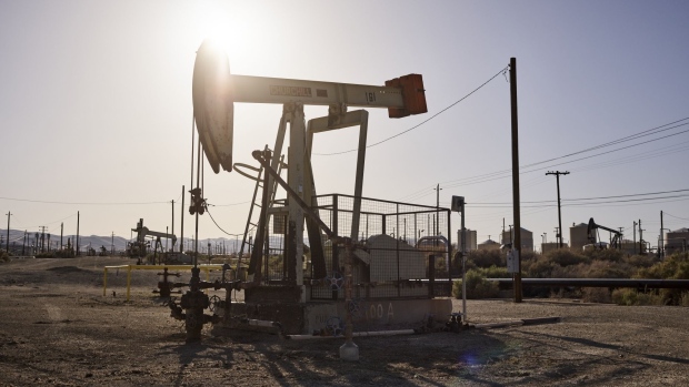 An oil pump jack at the Midway-Sunset Oil Field near Derby Acres, California, U.S., on Friday, April 29, 2022. Oil is poised to eke out a fifth monthly advance after another tumultuous period of trading that saw prices whipsawed by the fallout of Russia's war in Ukraine and the resurgence of Covid-19 in China. Photographer: Ian Tuttle/Bloomberg