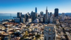 Highrise buildings in the Financial District of San Francisco, California, U.S., on Friday, Nov. 27, 2020. California reported 15,614 new cases, pushing the 14-day average to a record on Sunday. The total number of infections in the state now stands at almost 1.2 million.
