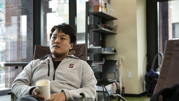 Do Kwon, co-founder and chief executive officer of Terraform Labs, in the company's office in Seoul, South Korea, on Thursday, April 14, 2022. Kwon is counting on the oldest cryptocurrency as a backstop for his stablecoin, which some critics liken to a ginormous Ponzi scheme.