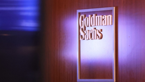 The Goldman Sachs logo. Photographer: Michael M. Santiago/Getty Images North America