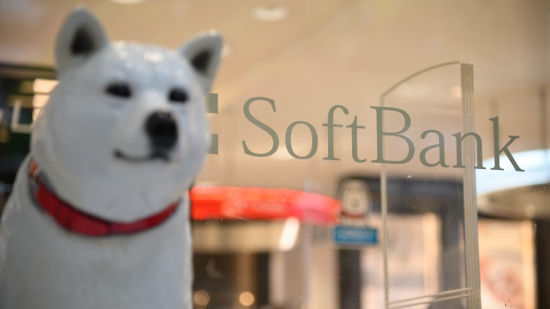 A statue of the 'Oto-san' mascot in front of a SoftBank Corp. store in Tokyo, Japan, on Tuesday, May 10, 2022. SoftBank Group Corp. is scheduled to release its full-year results on May 12.