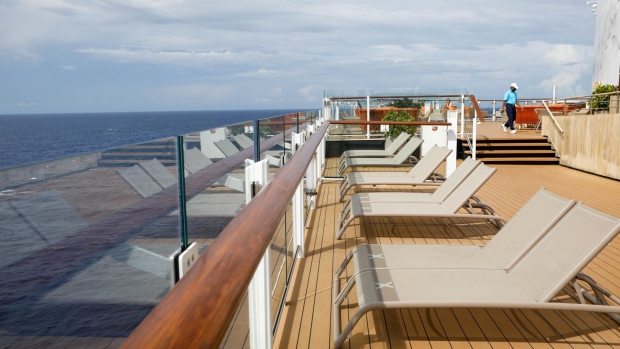 The Sunset Bar on the Celebrity Edge cruise ship, the first revenue-earning cruise to depart from the U.S. after a pandemic-induced hiatus, traveling to Puerto Maya, Mexico, on Sunday, June 27, 2021.