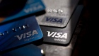 Visa Inc. credit and debit cards are arranged for a photograph in Washington, D.C., U.S., on Monday, April 22, 2019. Visa Inc. is scheduled to release earnings figures on April 24. Photographer: Andrew Harrer/Bloomberg