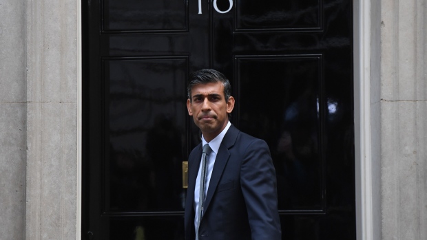 Rishi Sunak, UK prime minister, outside 10 Downing Street after delivering his first speech as prime minister in London, UK, on Tuesday, Oct. 25, 2022. "Right now our country is facing a profound economic crisis" Sunak said shortly after becoming the first person of color to lead the British government and its youngest premier in more than two centuries.