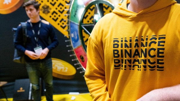 The booth of the Binance cryptocurrency exchange at the Paris NFT Day conference in Paris, France, on Tuesday, April 12, 2022. Paris NFT Day is part of the three-day Paris Blockchain Week Summit that brings together the brightest minds, business professionals and leading investors in the blockchain industry, according to the event's organizers. Photographer: Benjamin Girette/Bloomberg