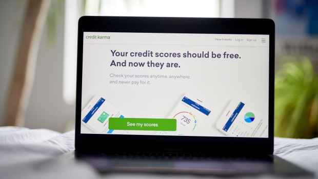 The homepage for Credit Karma on a laptop computer arranged in the Brooklyn borough of New York, U.S., on Tuesday, Dec. 1, 2020. Intuit Inc., the software company behind TurboTax, won U.S. antitrust approval for its $7.1 billion takeover of personal finance website Credit Karma Inc.