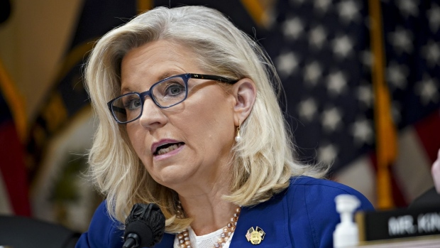 Representative Liz Cheney, a Republican from Wyoming, speaks during a hearing of the Select Committee to Investigate the January 6th Attack on the US Capitol in Washington, DC, US, on Thursday, Oct. 13, 2022. The committee investigating last year's attack on the US Capitol makes what might be its final return to live television today to discuss new evidence, underscore main findings and air unused video footage and testimony.