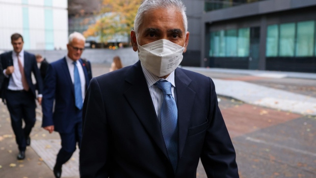 Kalidas Madhavpeddi, chairman of Glencore Plc, leaves Southwark Crown Court in London, UK, on Wednesday, Nov. 2, 2022. Glencore officials delivered cash in private jets to officials across Africa, UK prosecutors said as they laid out a web of bribery and corruption orchestrated by the London oil trading desk.