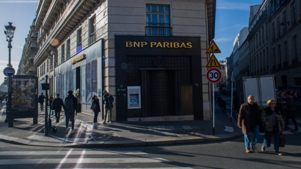 A BNP Paribas SA bank branch in the Opera district of Paris, France, on Wednesday, Nov. 2, 2022. BNP Paribas kicks off earnings season for French banks, reporting quarterly numbers Thursday before the market opens in Paris. Photographer: Nathan Laine/Bloomberg