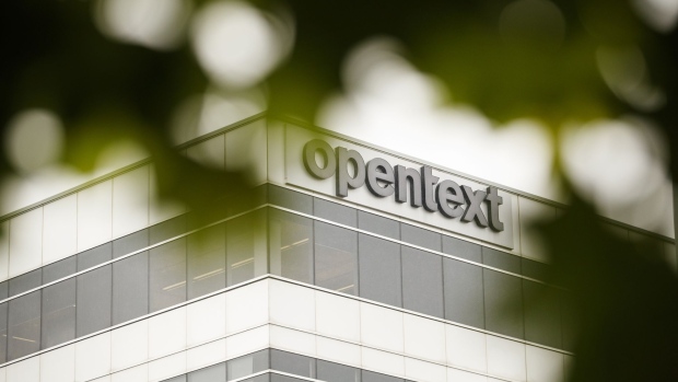 Open Text headquarters in Waterloo, Ontario, Canada, on Tuesday, Aug. 30, 2022. Canada's Open Text Corp. said it would buy Micro Focus for about $6 billion including debt.