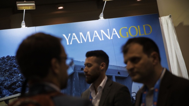 A Yamana Gold Inc. booth at the Prospectors & Developers Association of Canada (PDAC) conference in Toronto, Ontario, Canada, on Tuesday, June 14, 2022. As China lockdowns rekindle concerns over metals demand, mining leaders on the other side of the world shed masks and rubbed shoulders at one of the industry's biggest annual gatherings. Photographer: Cole Burston/Bloomberg