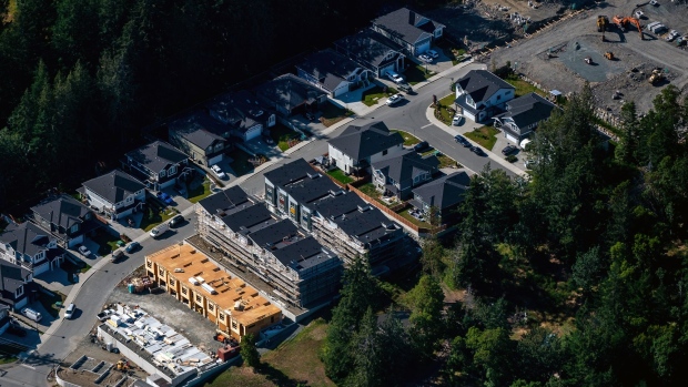Homes and housing construction in Langford, British Columbia, Canada, on Wednesday, July 13, 2022. Canada is scheduled to release gross domestic product (GDP) figures on July 29.
