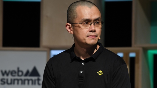 Changpeng Zhao, billionaire and chief executive officer of Binance Holdings Ltd., during a session at the Web Summit in Lisbon, Portugal, on Wednesday, Nov. 2, 2022. The Web Summit runs from 1-4 November.