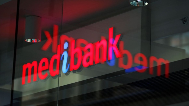 The Medibank Private Ltd. signage is displayed outside a store in Sydney, Australia, on Monday, Nov. 24, 2014.  Photographer: Brendon Thorne/Bloomberg 