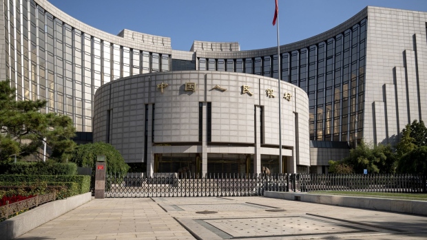 The People's Bank of China (PBOC) building in Beijing, China, on Wednesday, Sept. 21, 2022. China's current interest rates are "reasonable" and provide room for future policy action, the People’s Bank of China said, adding to expectations it may resume lowering rates in coming months. Bloomberg