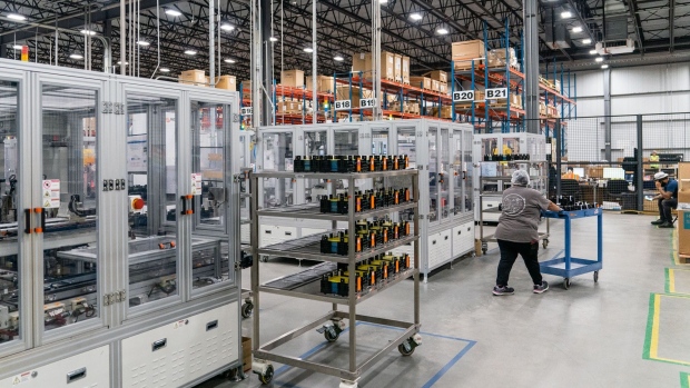 The Hanwha Q Cells solar cell and module manufacturing facility in Dalton, Georgia, US, on Thursday, Oct. 6, 2022. Once a stronghold of the conservative South, Georgia has emerged as both a hub of so-called cleantech manufacturing and a political swing state.