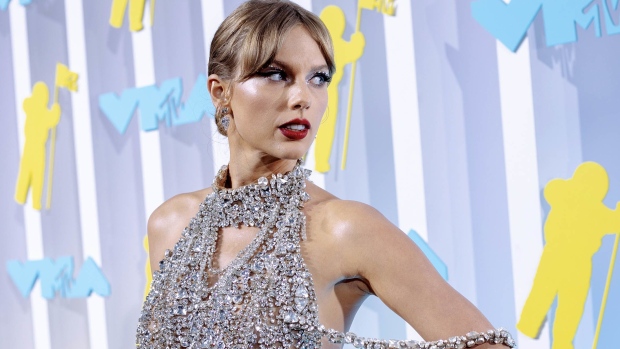 Taylor Swift attends the 2022 MTV VMAs in Newark, New Jersey, on Aug. 28, Photographer: Catherine Powell/Getty Images North America