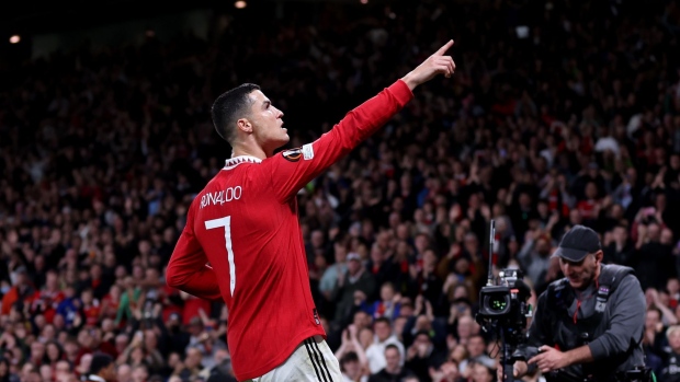 MANCHESTER, ENGLAND - OCTOBER 27: Cristiano Ronaldo of Manchester United looks on prior to the UEFA Europa League group E match between Manchester United and Sheriff Tiraspol at Old Trafford on October 27, 2022 in Manchester, England. (Photo by Naomi Baker/Getty Images)