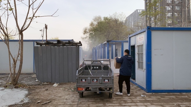 A temporary Covid quarantine facility under construction in Beijing on Nov. 23.