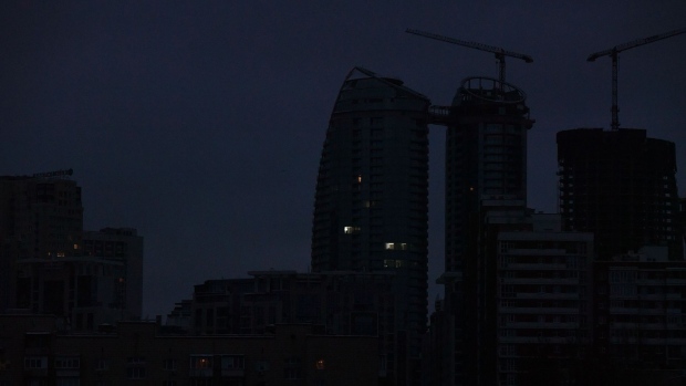 Kyiv during a partial blackout on Nov. 22. Photographer: Sergei Supinsky/AFP/Getty Images
