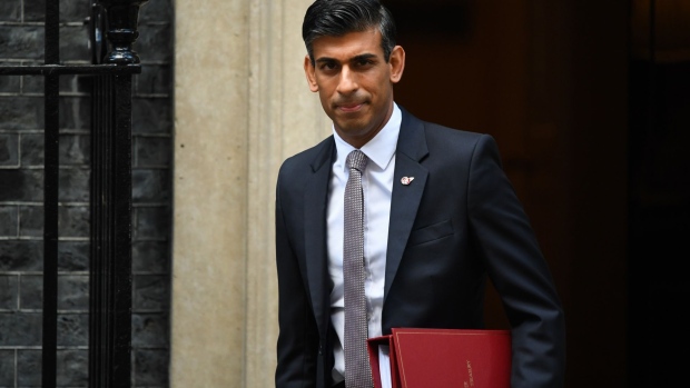 Rishi Sunak, UK prime minister, departs 10 Downing Street to attend a weekly questions and answers session at Parliament in London, UK, on Wednesday, Nov. 9, 2022. Gavin Williamson resigned from Sunak’s Cabinet over bullying allegations, a damaging first departure from the new UK prime minister’s top team that raises questions over his political judgment in appointing him.