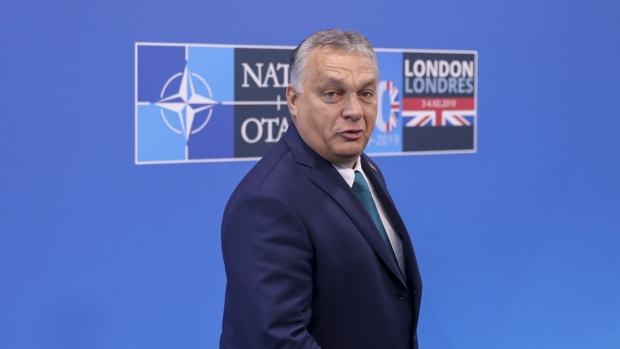 Viktor Orban, Hungary's prime minister, arrives for a North Atlantic Treaty Organisation (NATO) Leaders' meeting at the Grove Hotel near Watford, U.K., on Wednesday, Dec. 4, 2019. The U.K. is hosting NATO leaders to mark the military alliance's 70th anniversary.