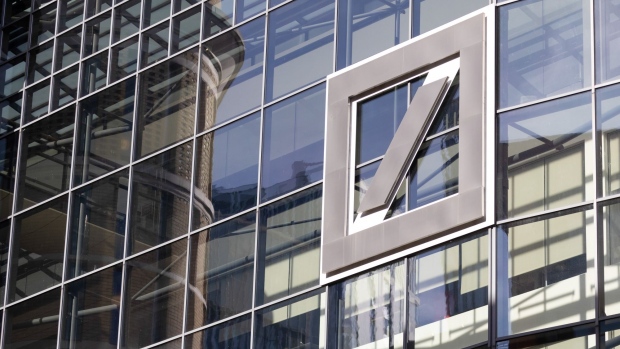 The Deutsche Bank AG logo outside the company's regional offices in Birmingham, UK, on Monday, Sept. 5, 2022. The British government's attempt to economically "level up" regions outside London is getting help from an unlikely quarter: Wall Street. Photographer: Jason Alden/Bloomberg