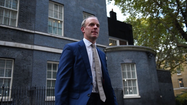 Dominic Raab, UK lawmaker, leaves 10 Downing Street after his appointment as UK deputy prime minister and justice secretary, in London, UK, on Tuesday, Oct. 25, 2022. "Right now our country is facing a profound economic crisis" Rishi Sunak said shortly after becoming the first person of color to lead the British government and its youngest premier in more than two centuries.