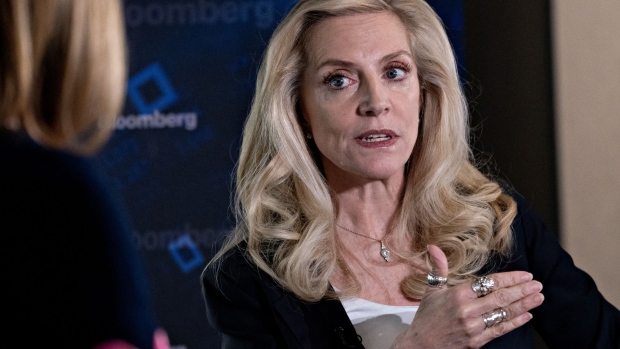 Lael Brainard, vice chair of the US Federal Reserve, speaks during an interview in Washington, DC, US, on Monday, Nov. 14, 2022. Brainard said the central bank should probably soon reduce the size of its interest-rate increases, signaling she favors slowing to a half-point hike as early as next month.