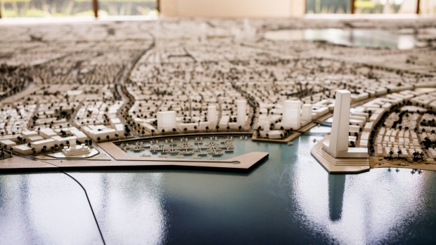 JEDDAH, SAUDI ARABIA - April 07: A scale model showing the plans for the eventual size of the King Abdullah Economic City on April 07, 2016 in Jeddah, Saudi Arabia. The King Abdullah Economic City (KAEC) is a massive project to create a port and manufacturing city on the Red Sea. (Photo by David Degner/Getty Images).