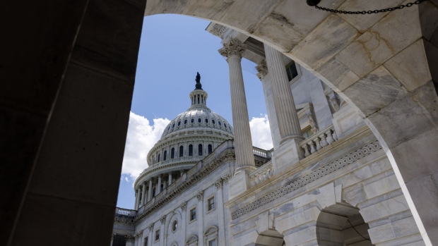 The US Capitol building in Washington, D.C., US, on Friday, Aug. 12, 2022. House members are back in Washington for one day only to vote on the Senate passed tax, climate, and healthcare package before leaving town until mid-September.