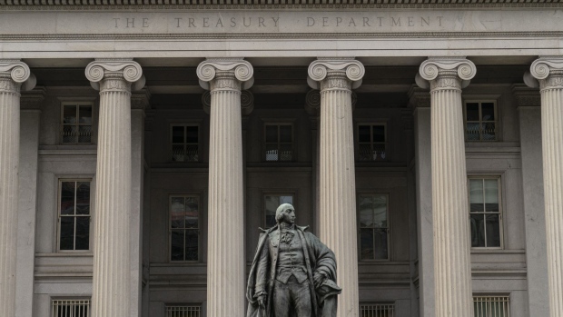 The US Treasury building in Washington, D.C., US, on Sunday, May 22, 2022. The Federal Reserve raised interest rates by 50 basis points earlier this month and the chairman indicated it was on track to make similar-sized moves at its meetings in June and July.