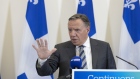 Francois Legault speaks at a campaign stop in Montreal on Sept. 13.