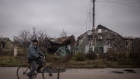 Destroyed houses in the village of Posad Pokrovske on November 30 in Kherson, Ukraine. Photographer: Chris McGrath/Getty Images