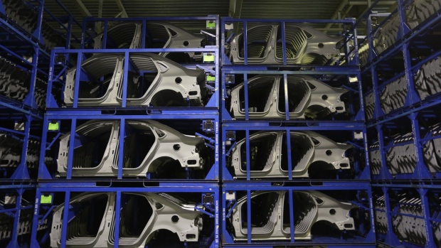 Steel body panels for VW Polo automobiles sit in storage racks at the Gestamp-Severstal-Kaluga OOO plant in Kaluga, Russia, on Tuesday, Sept. 19, 2017. VW's return from debt market exile following its 2015 diesel emissions scandal has helped propel European bond sales past 1 trillion euros ($1.2 trillion) one month earlier than in 2016.