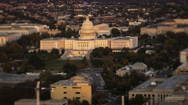 (EDITORS NOTE: Image was created using a variable planed lens.) The U.S. Capitol is seen in this aerial photograph taken with a tilt-shift lens above Washington, D.C., U.S., on Tuesday, Nov. 4, 2019. Democrats and Republicans are at odds over whether to provide new funding for Trump's signature border wall, as well as the duration of a stopgap measure. Some lawmakers proposed delaying spending decisions by a few weeks, while others advocated for a funding bill to last though February or March. Photographer: Al Drago/Bloomberg
