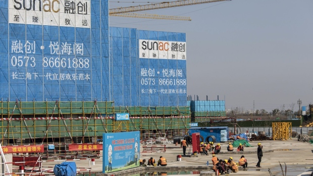 The Sunac Resort project under construction, developed by Sunac China Holdings Ltd., in Haiyan, Zhejiang Province, China, on Friday, Feb. 25, 2022. A widely-anticipated push by China's government to boost construction in order to stabilize growth in the world's second-largest economy has yet to materialize, a blow to hopes that Chinese stimulus would lift global growth early on this year. Photographer: Qilai Shen/Bloomberg