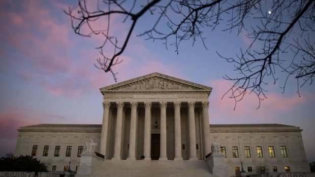 The sun sets at U.S. Supreme Court in Washington, D.C., U.S., on Monday, Dec. 17, 2018.