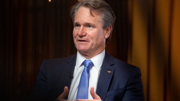 Brian Moynihan, chief executive officer of Bank of America Corp., speaks during a Bloomberg Television interview at the Goldman Sachs Financial Services Conference in New York, US, on Tuesday, Dec. 6, 2022. Moynihan said Bank of America Corp. is seeing signs of consumer weakness, with spending starting to slow.