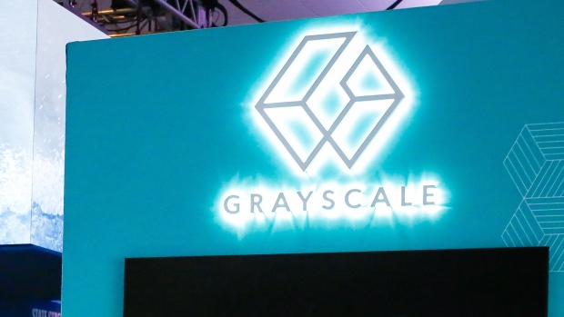 The Grayscale booth at the Exchange ETF Conference in Miami Beach.
