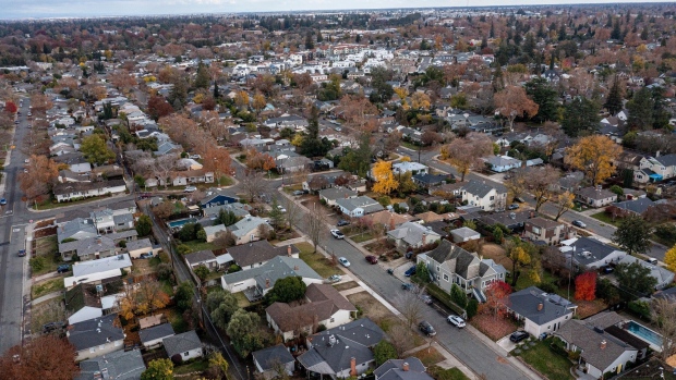 Homes in Sacramento, California, US, on Monday, Dec. 5, 2022. A record number of homes are being delisted as sellers face a sharp drop in demand, according to real estate brokerage Redfin. Photographer: David Paul Morris/Bloomberg