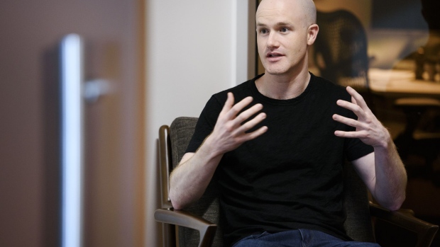 Brian Armstrong, co-founder and chief executive officer of Coinbase Inc., speaks during an interview at the company's office in San Francisco, California, U.S., on Friday, Dec. 1, 2017. Coinbase wants to use digital money to reinvent finance. In the company's version of the future, loans, venture capital, money transfers, accounts receivable and stock trading can all be done with electronic currency, using Coinbase instead of banks.