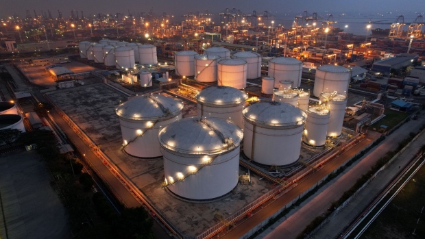 Fuel storage tanks at a PT Pertamina facility at Tanjung Priok Port in Jakarta, Indonesia, on Monday, Dec. 5, 2022. Pertamina is looking to buy crude for the February arrival to its Cilacap refinery, according to a tender document seen by Bloomberg. Photographer: Dimas Ardian/Bloomberg